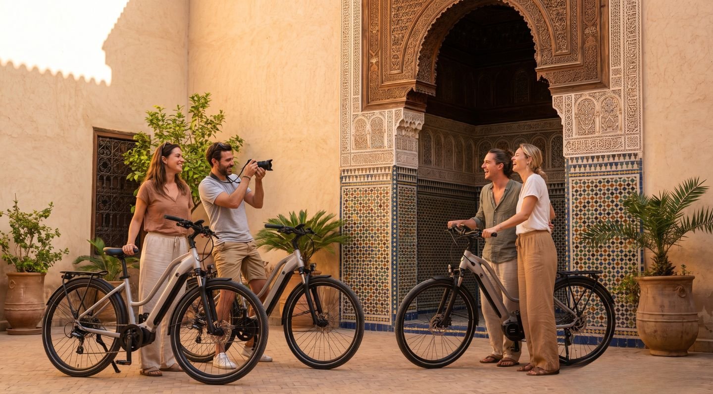 Guided e-bike tour near Koutoubia Mosque in Marrakech